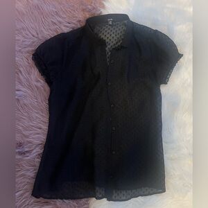 Jacob Black Polka Dot Button Down Blouse